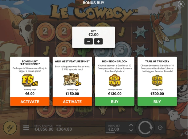Le Cowboy Slot Nákup Funkce